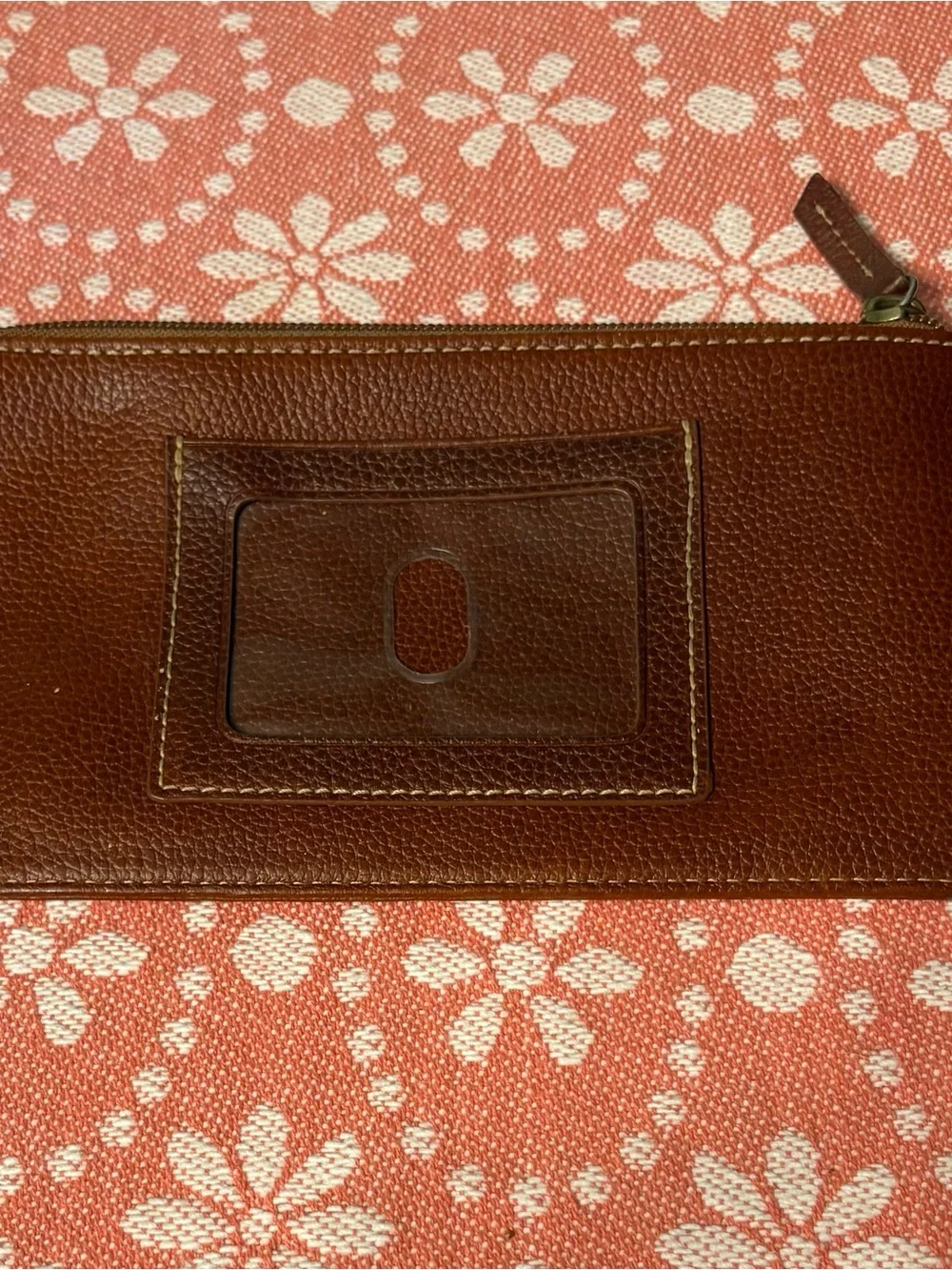 Dooney & Bourke Brown Pebbled Leather Zip Pouch